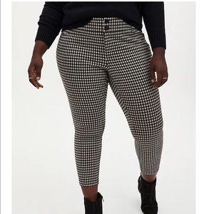 BLACK &TAUPE GINGHAM DOUBLE KNIT SKINNY ANKLE PANT